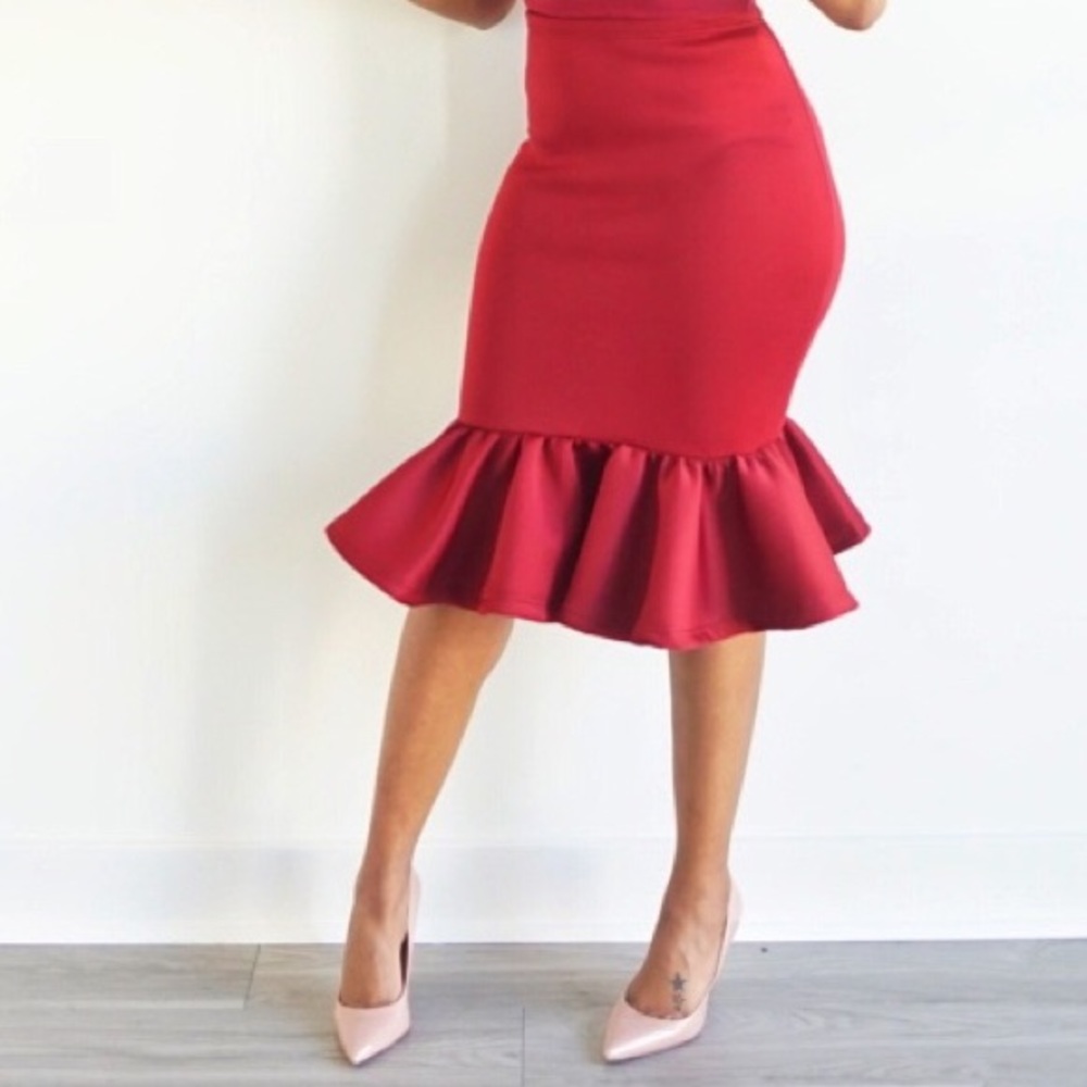 Red Peplum skirt